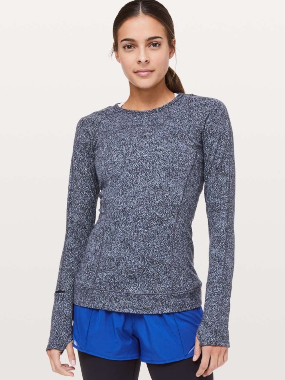 303 Lululemon Cypress Kiss Long Sleeve Fusion Jacquard Black Violet Viola 8 Top